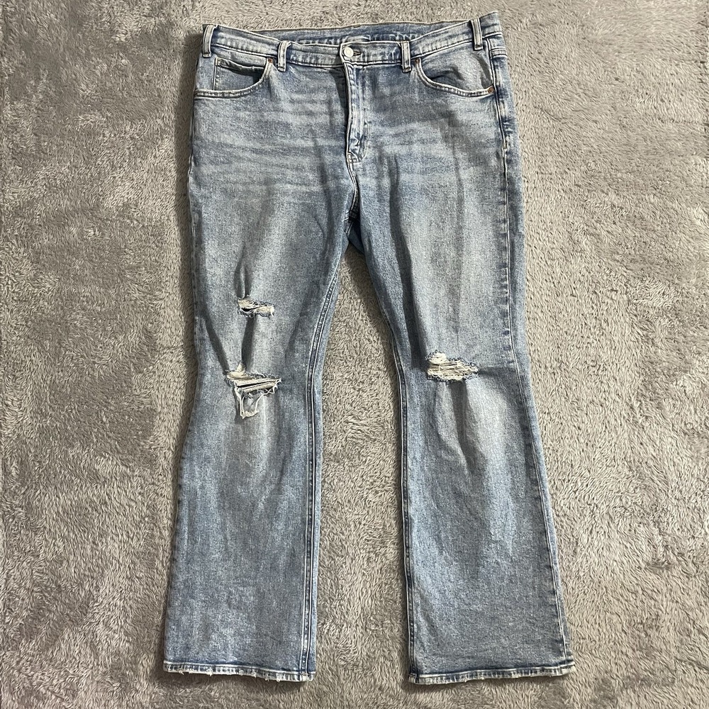 Gap Jeans Women Size 33/16r 90s Loose Flare Mid Rise Light Wash Stretch Distress